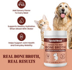 Grass fed beef bone broth powder pet supplement jar.