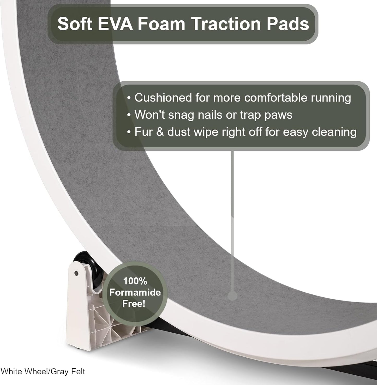 Durable nontoxic gray felt traction pads set of eight for pet exercise wheels.