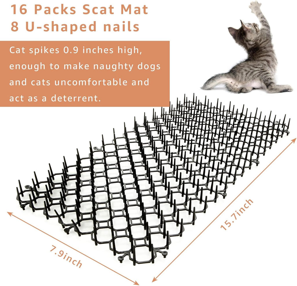 Close up view of rounded plastic spikes on cat deterrent mat