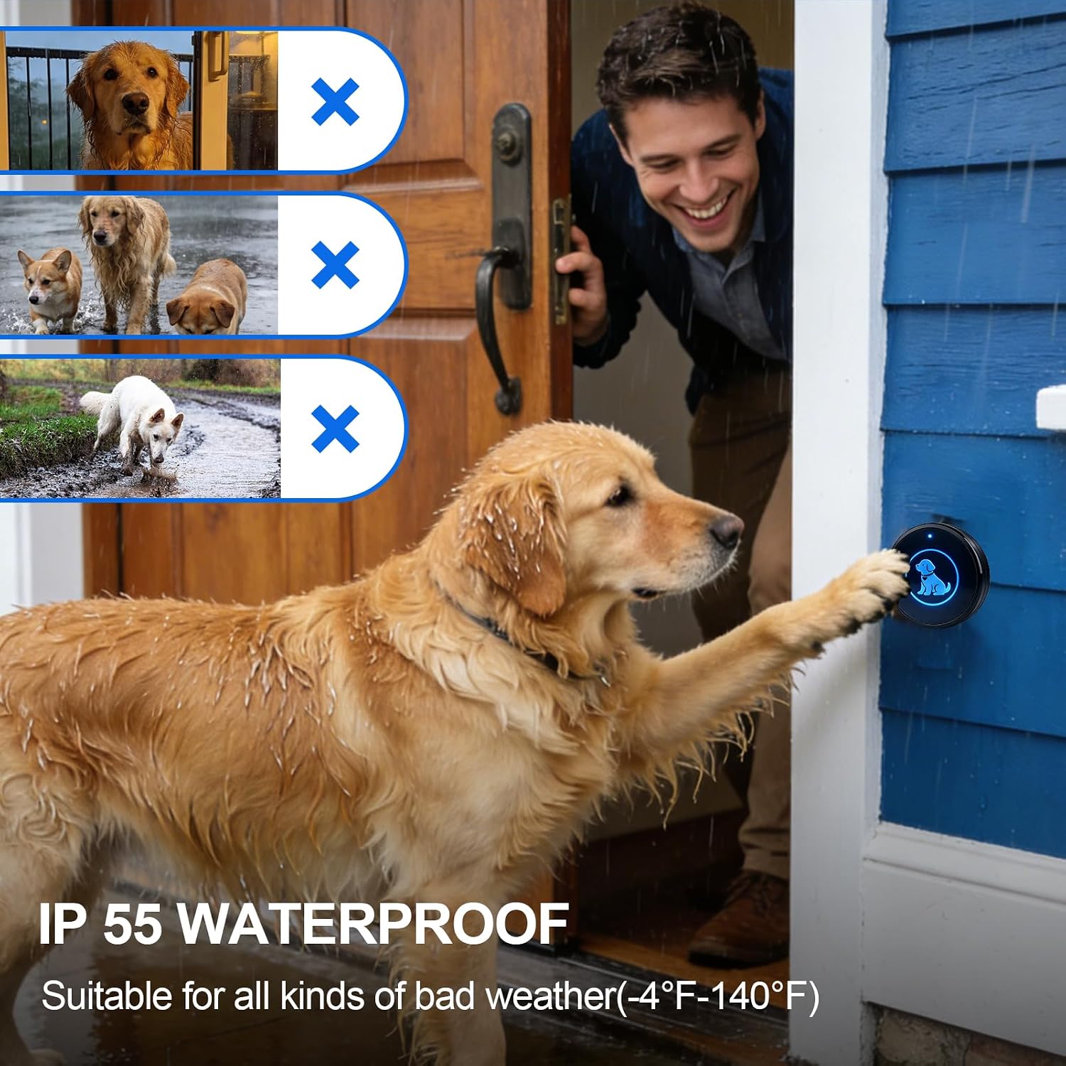 Yoiilifee dog door bell mounted on exterior door frame