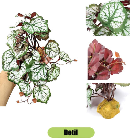 Close up of realistic green and silver foliage on Woyrise reptile decor