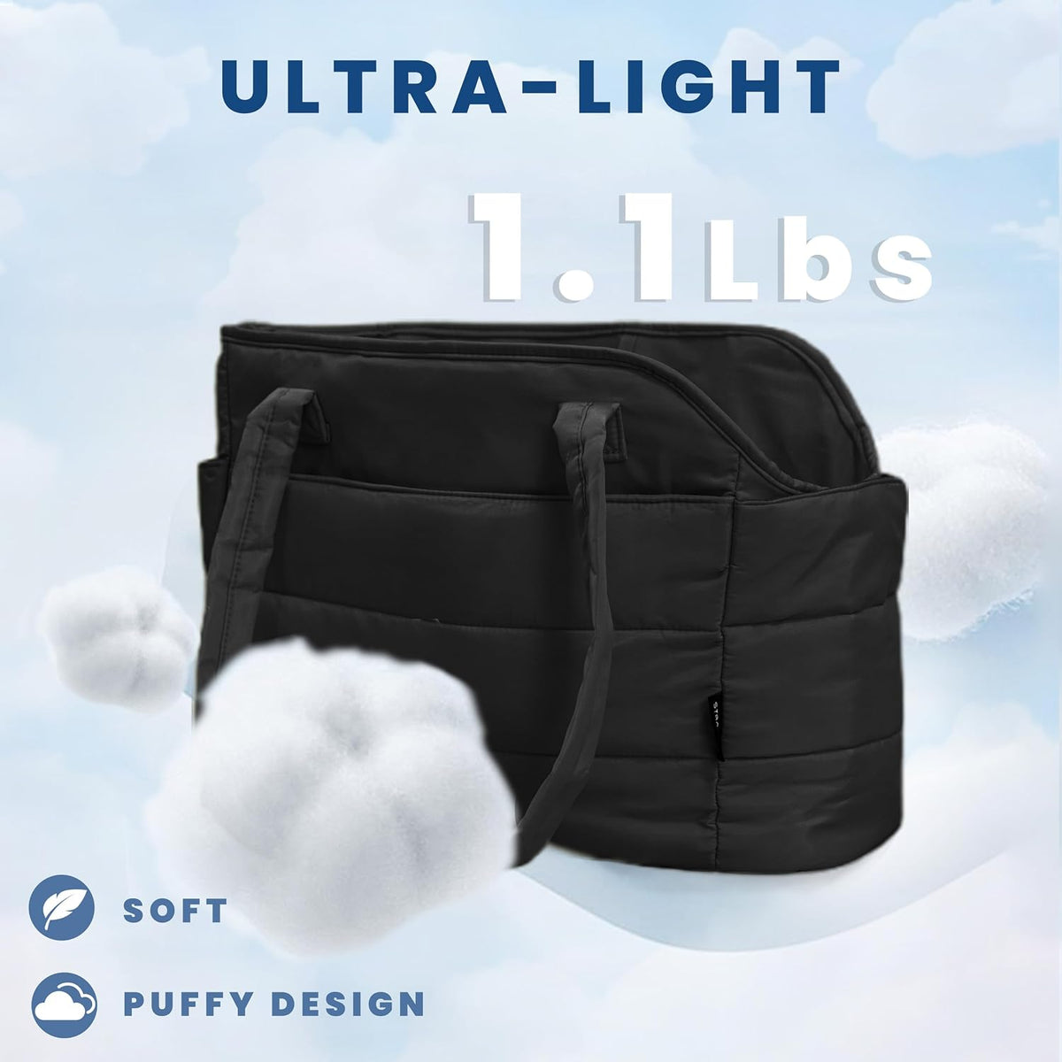 Straodtic pet carrier tote side profile showing storage pockets