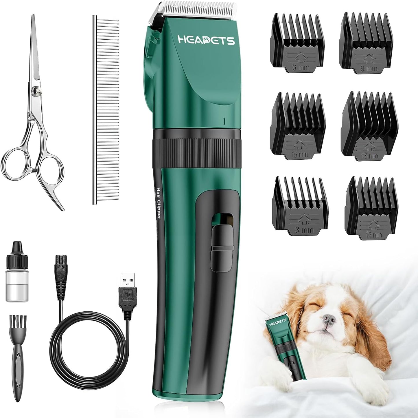 HEAPETS Dog Grooming Clippers, Low Noise, Electric Quiet, Adjustable Clipper Comb, Rechargeable Cordless Dog Hair Clippers for Dogs Cats Pets, Gold - Image 12