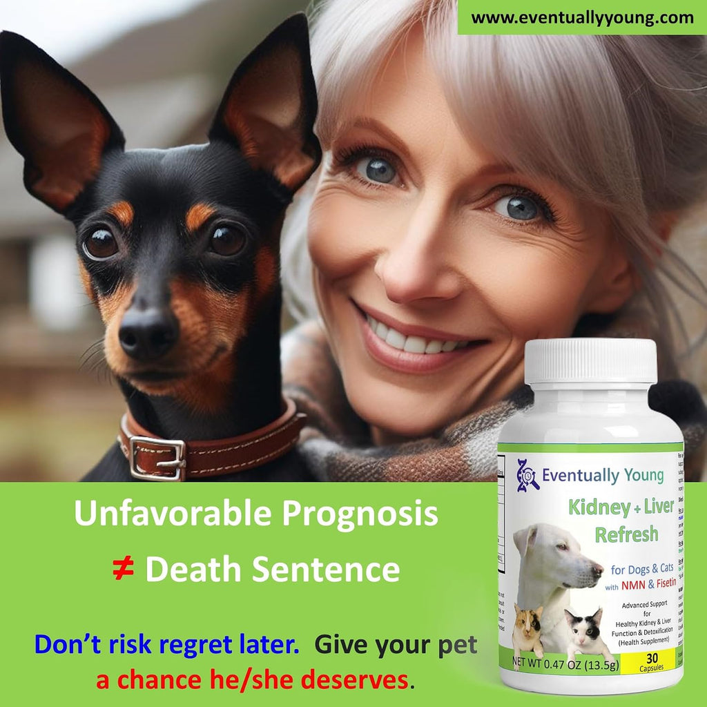 Eventually Young pet kidney supplement label details