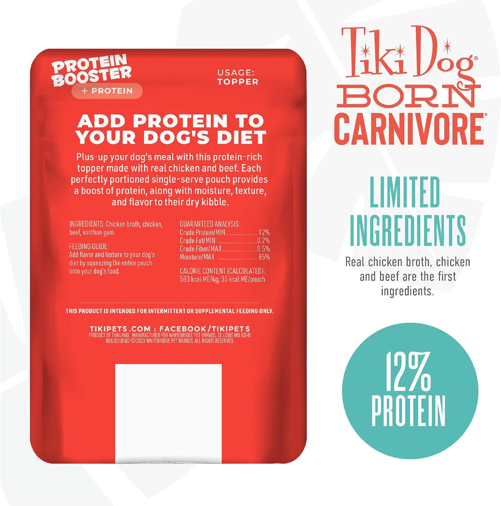 Real chicken and beef meat texture in broth for dogs