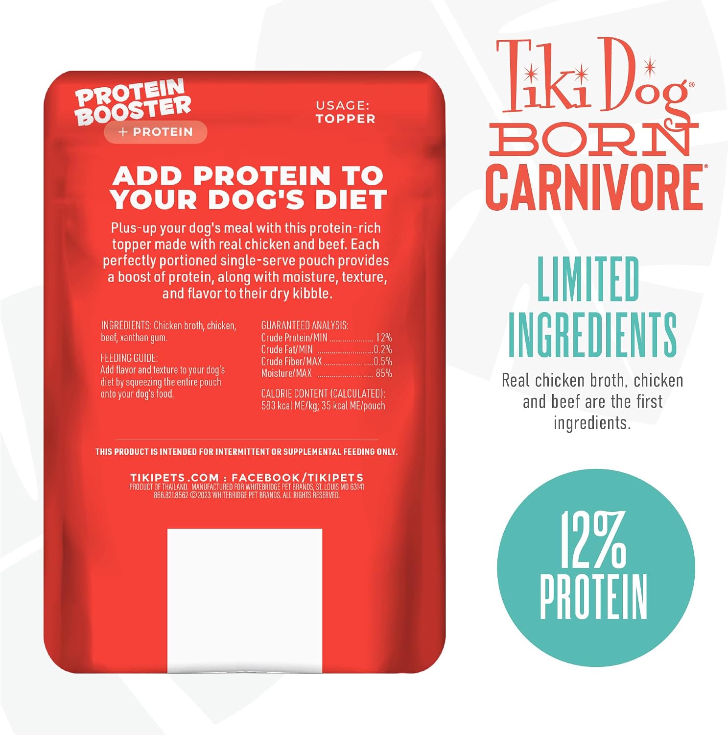 Real chicken and beef meat texture in broth for dogs