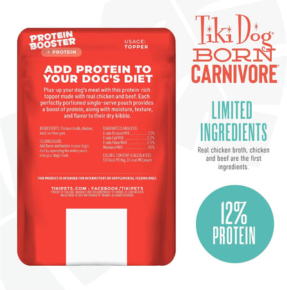 Real chicken and beef meat texture in broth for dogs