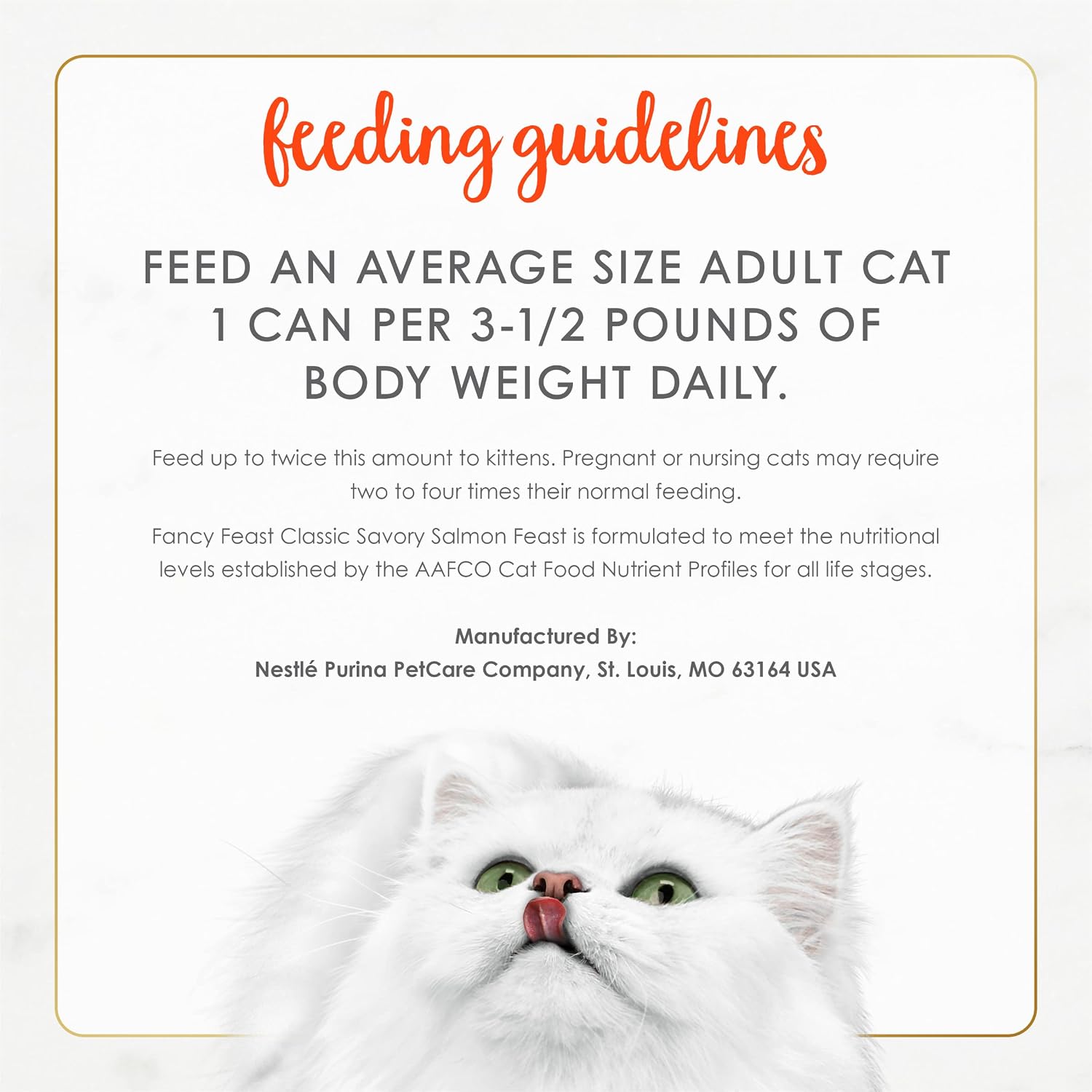 Purina Fancy Feast Salmon Feast adult cat food ingredients label
