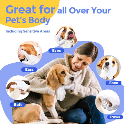 No rinse dog and cat paw cleaner glove wipes package detailing