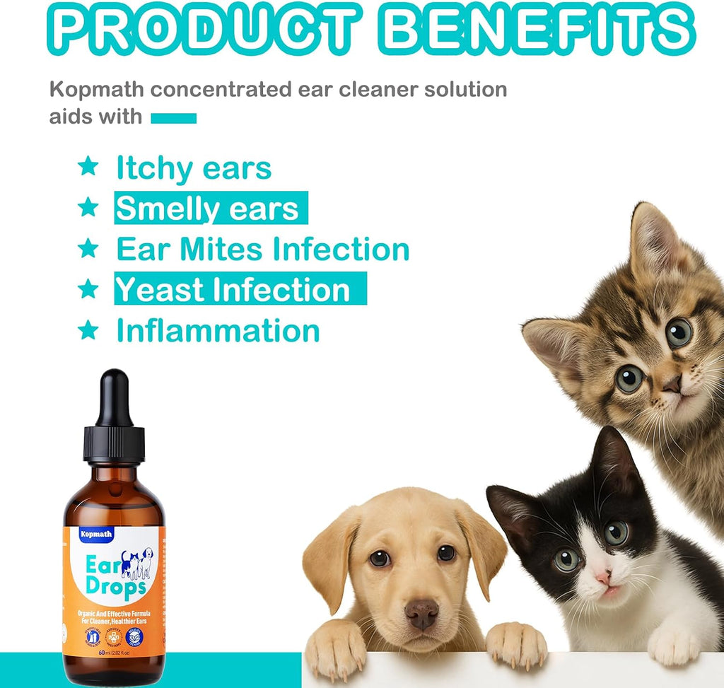 Natural herbal dog ear cleaner solution with dropper applicator