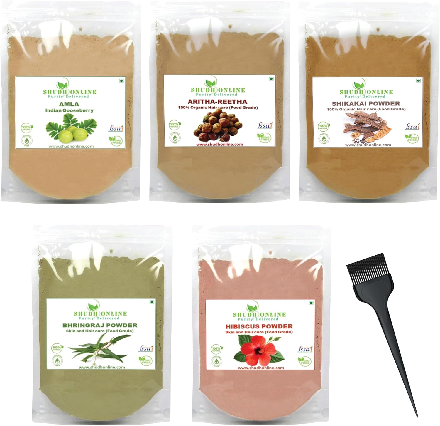 Shudh Online herbal hair mask powder combo front view