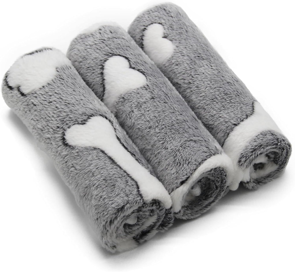 1 Pack 3 Puppy Blankets Super Soft Warm Sleep Mat Grey Cute Print Fluffy Fleece Pet Flannel Throw Dog Blankets for Small Dogs Cats,Star&Bone&Love- Small (23"x15") - Image 12