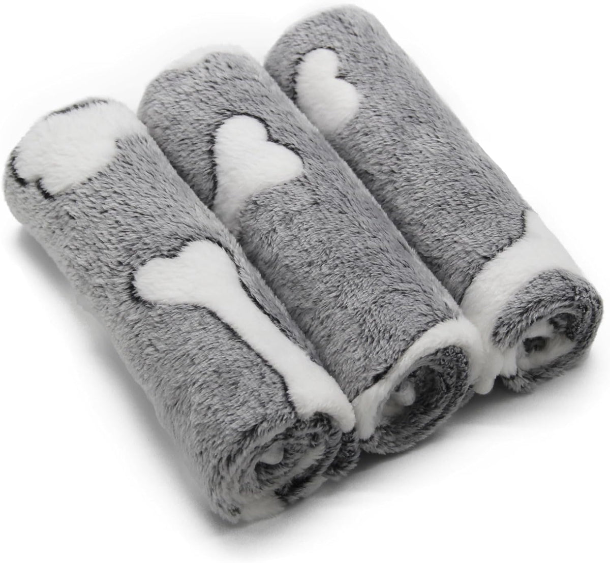 1 Pack 3 Puppy Blankets Super Soft Warm Sleep Mat Grey Cute Print Fluffy Fleece Pet Flannel Throw Dog Blankets for Small Dogs Cats,Star&Bone&Love- Small (23"x15") - Image 12