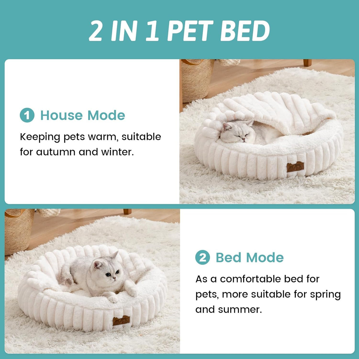 Fluffy faux fur texture of Cozy Kiss cat bed