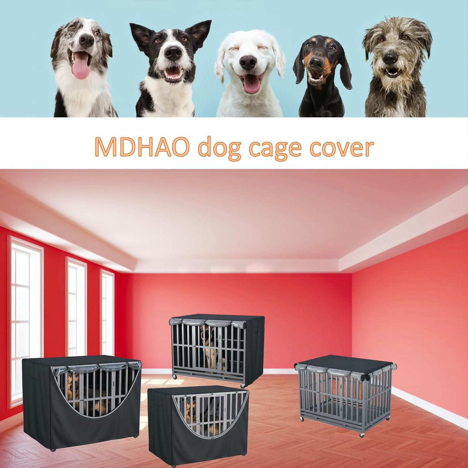 MDHAO 48 inch insulated pet crate enclosure demonstrating adjustable side ventilation windows