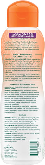 TropiClean natural flea and tick cat shampoo active ingredients label