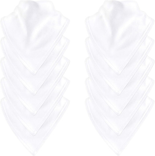 Touched By Nature unisex baby organic cotton bandana bibs white front view