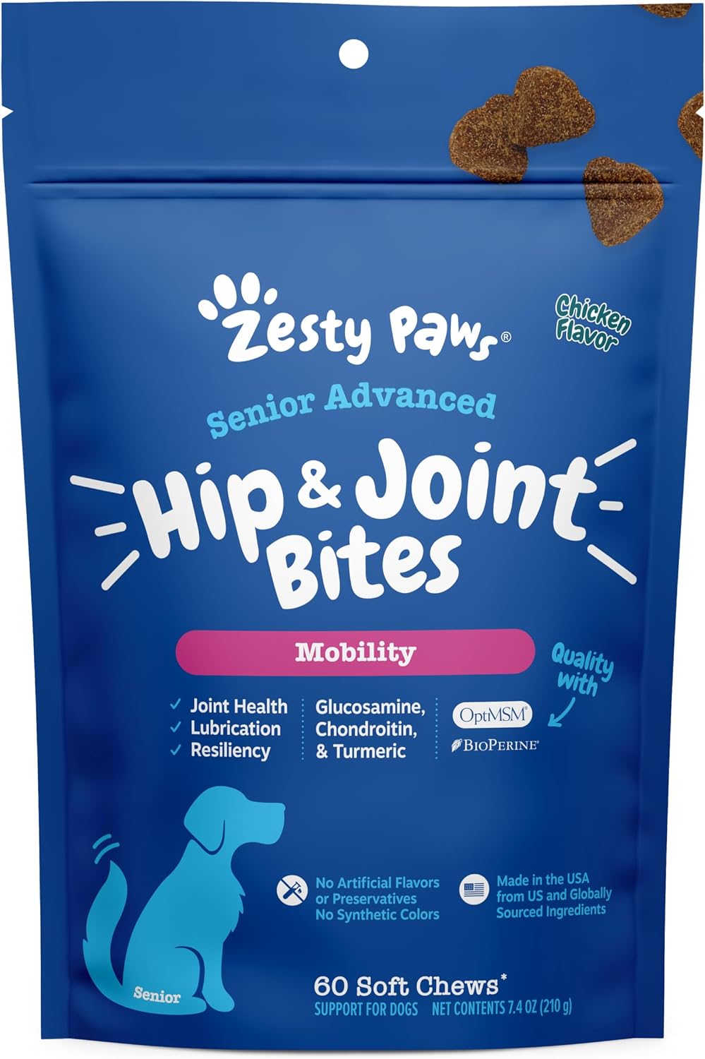 Zesty Paws Hip and Joint for Dogs, Glucosamine for Dogs Hip and Joint Supplement with Chondroitin, MSM, Vitamins C & E - Bacon, 90 Count - Image 13