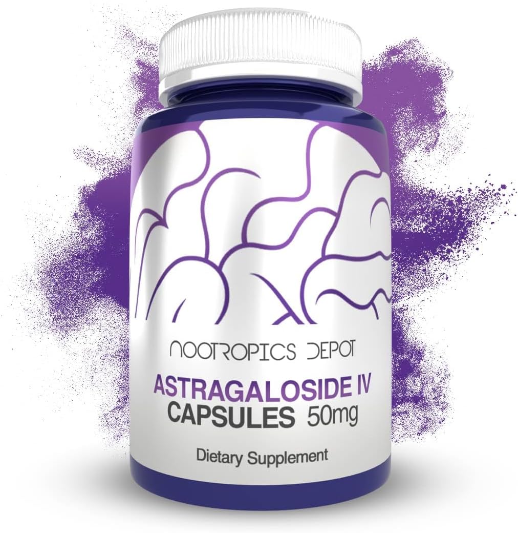 Nootropics Depot Astragaloside IV 50mg 30 Capsules front view bottle for premium cellular health support.