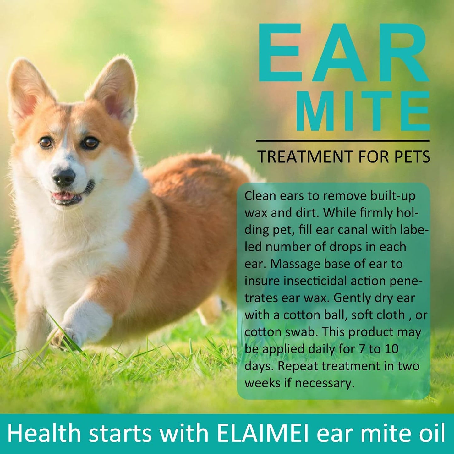 Navna fast acting ear mite relief for pets bottle side view