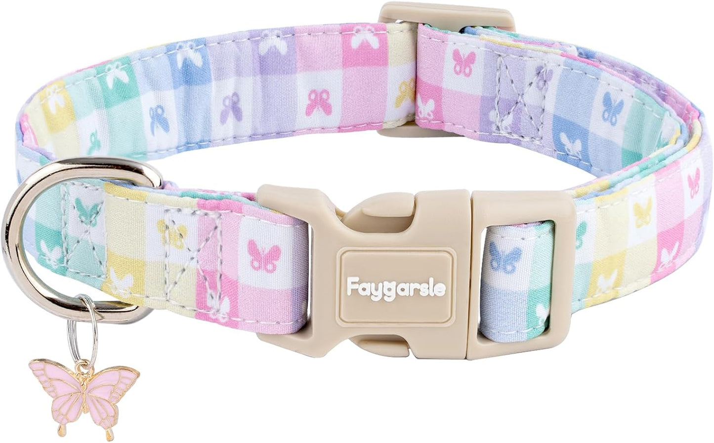 Stylish dog wearing Faygarsle cotton floral collar outdoors