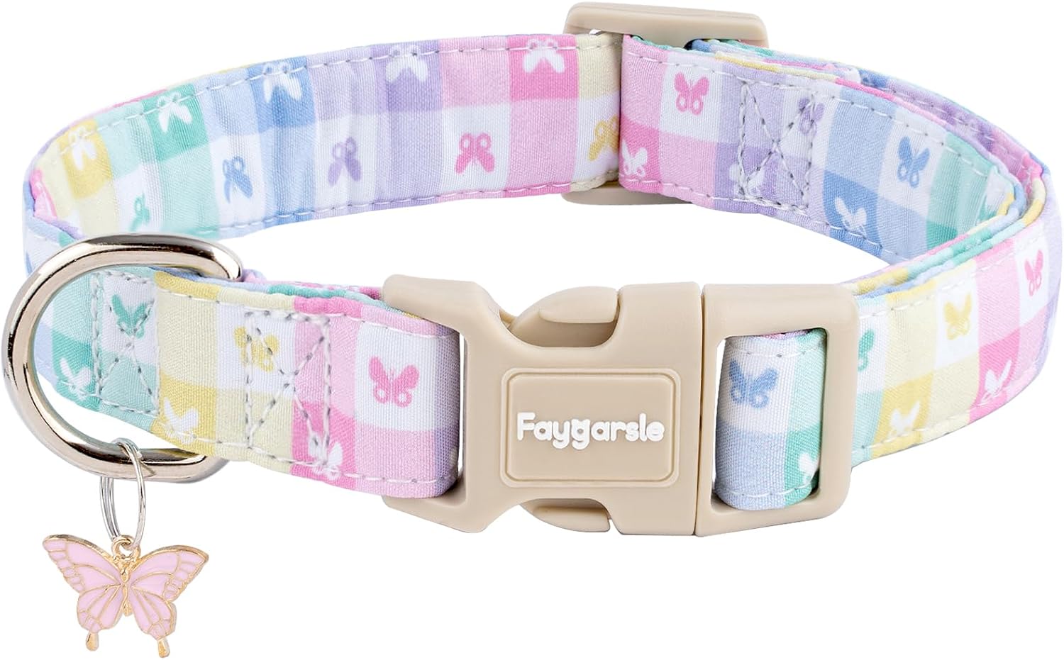 Stylish dog wearing Faygarsle cotton floral collar outdoors