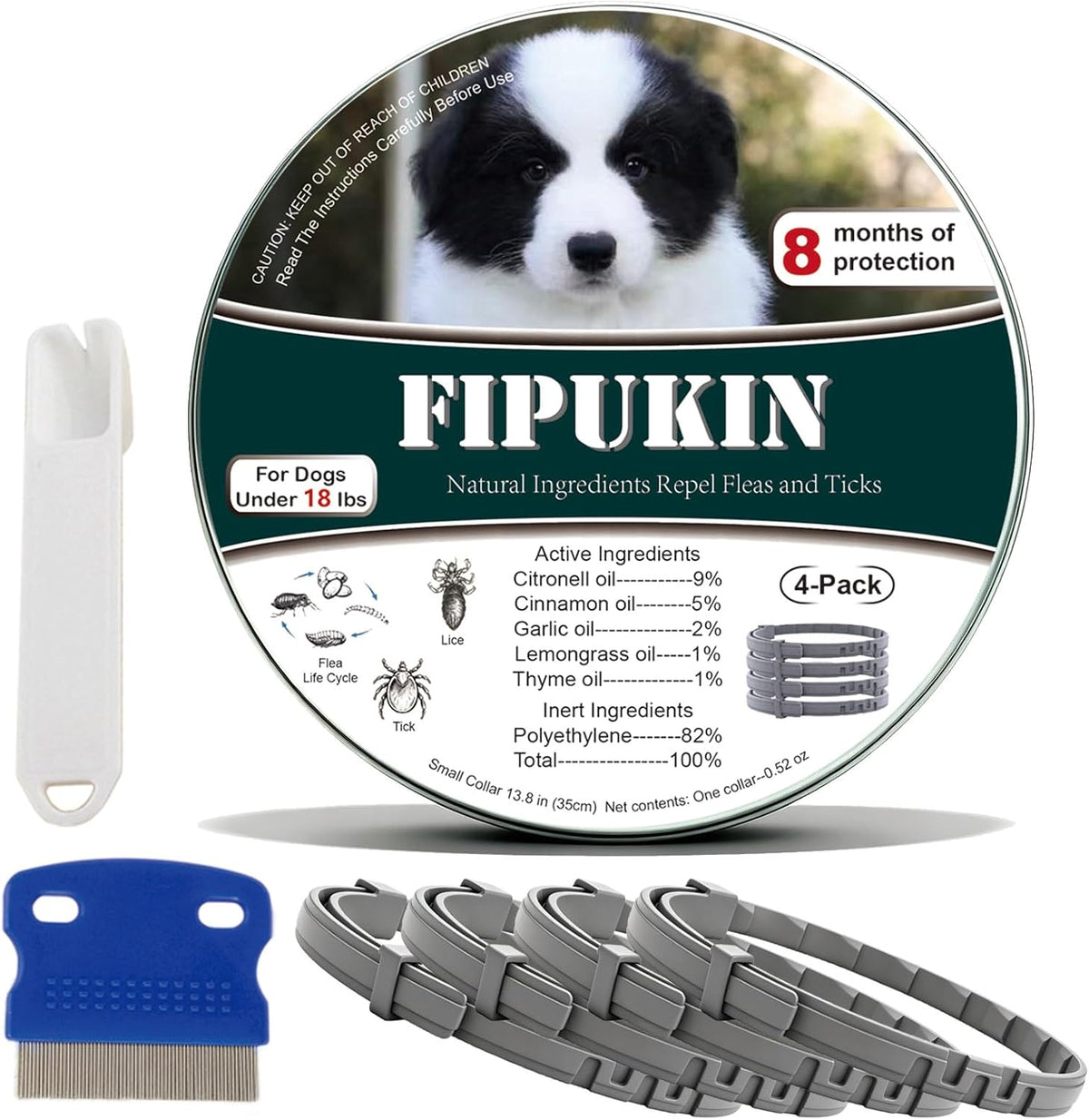 Flea and Tick Collar for Small Dogs, 2Pack | 8Month Waterproof Protection with Natural Essential Oils | Includes Comb - Image 9