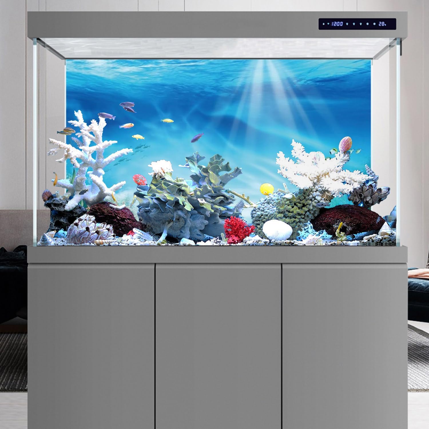 Marine life scene aquarium decoration backdrop for home fish tanks