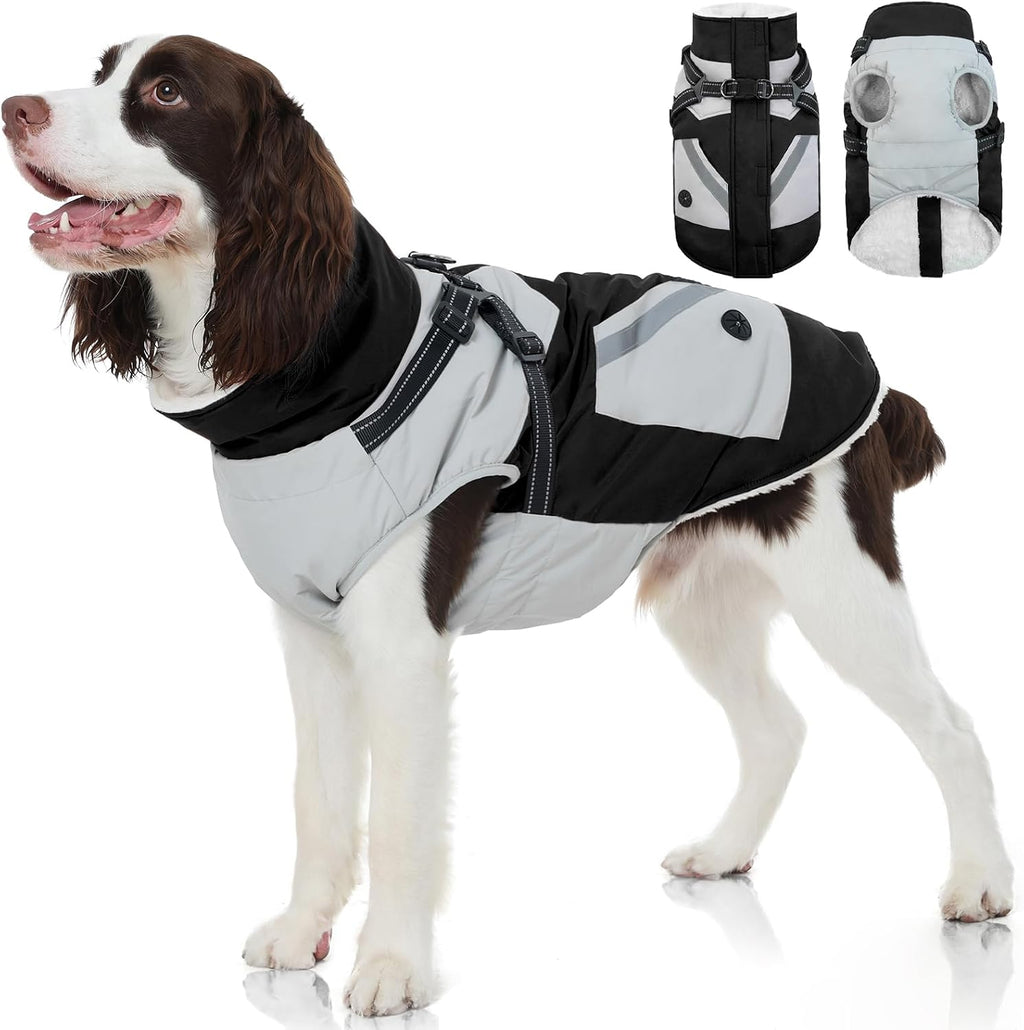 FUAMEY Dog Winter Jackets for Small Dogs,Dog Coat with Harness Built in,Waterproof Dogs Snowsuits Warm Pet Jacket Zip Up Fleece Cold Weather Coats Reflective Puppy Vest with Pocket Green XS - Image 9