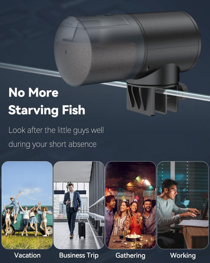 Pawfly automatic holiday fish feeder packaging and included usb cable