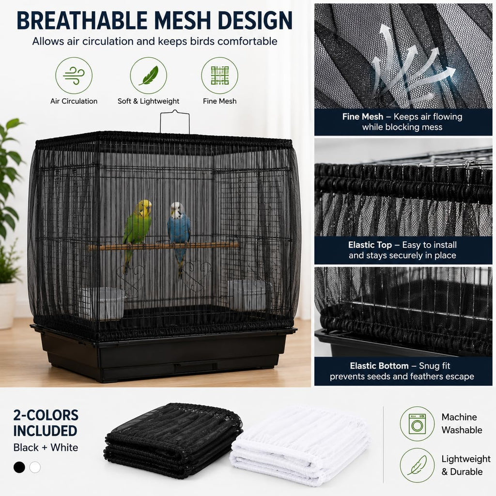 RAINFLOW 2 Pack Bird Cage Seed Catcher - Adjustable Bird Cage Skirt - Image 9