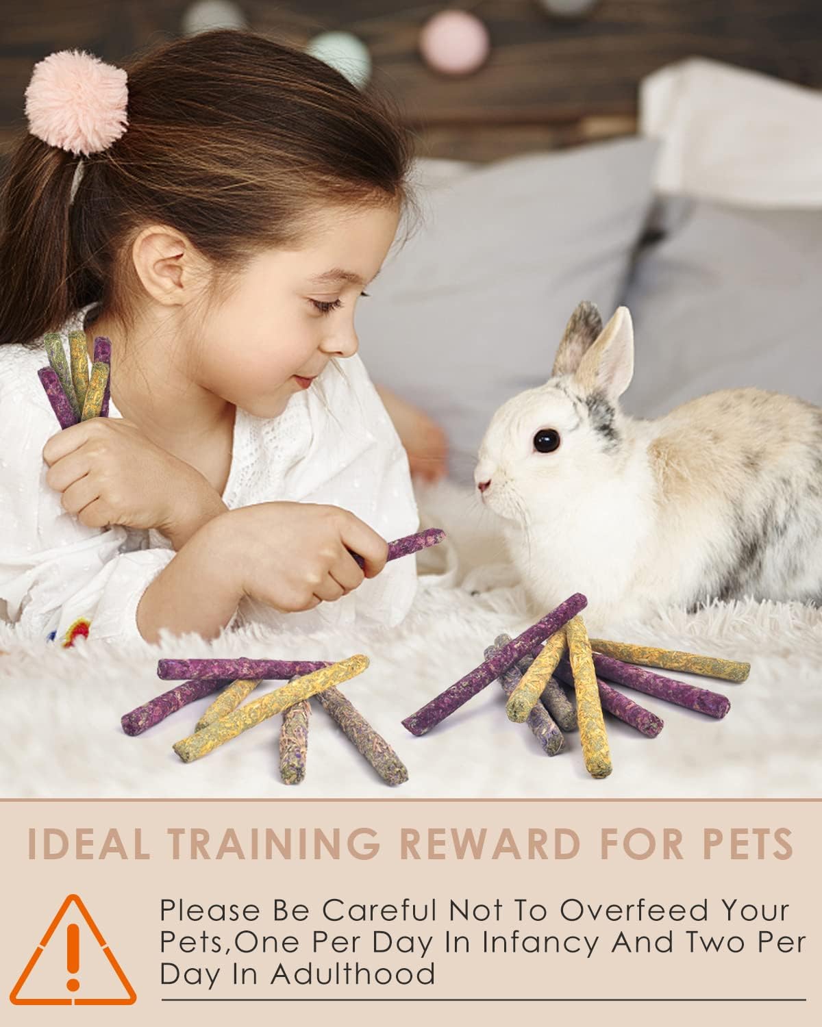Bissap rabbit toy sticks with rose and chrysanthemum