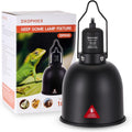 DXOPHIEX 5.5 Inch Deep Dome Reptile Heat Lamp front view showing black aluminum casing and top cooling vents.
