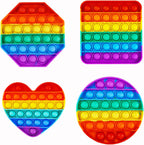 Kapibarasensei random four piece push pop fidget sensory toys set showing vibrant rainbow colors.