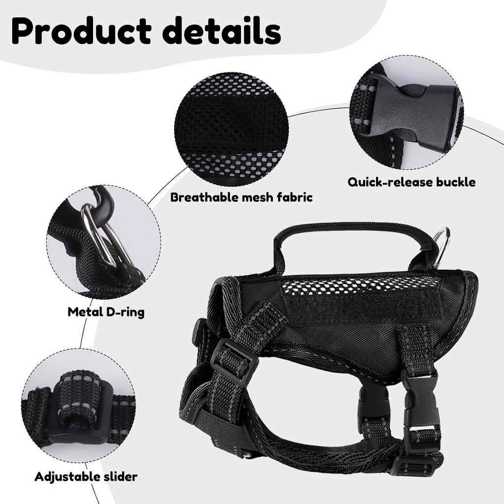 Echo Pounce cat vest harness with handle close up on reinforced top control grip.