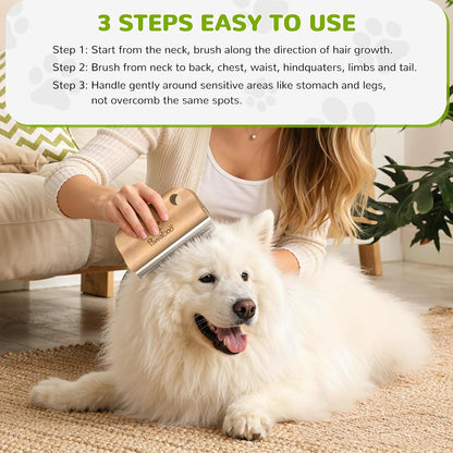 Compact five point one inch Pawaboo wooden pet comb fitting easily into a travel bag for outdoor grooming.