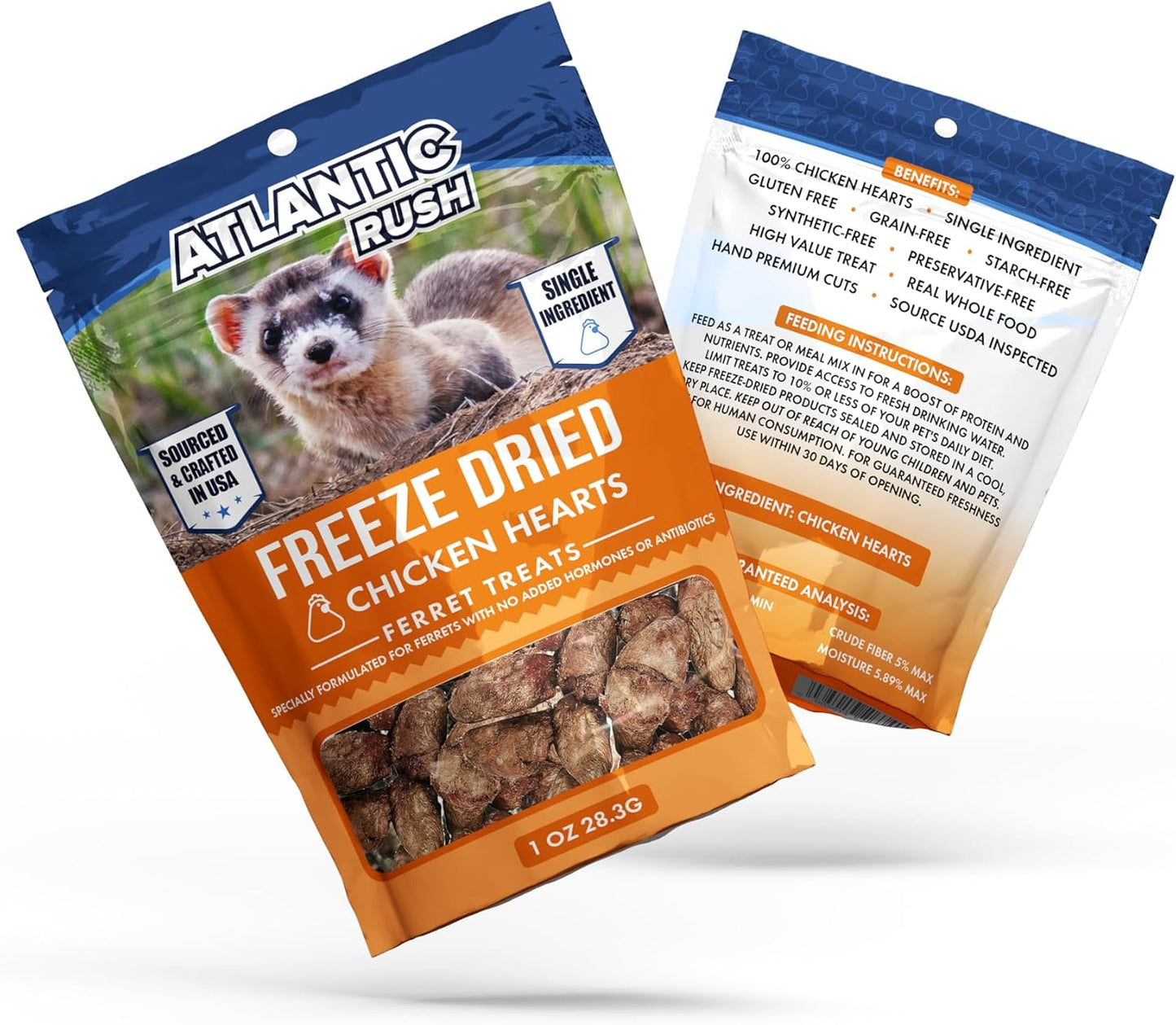 ThePamperedFerret authentic USA imported pet treats packaging back view