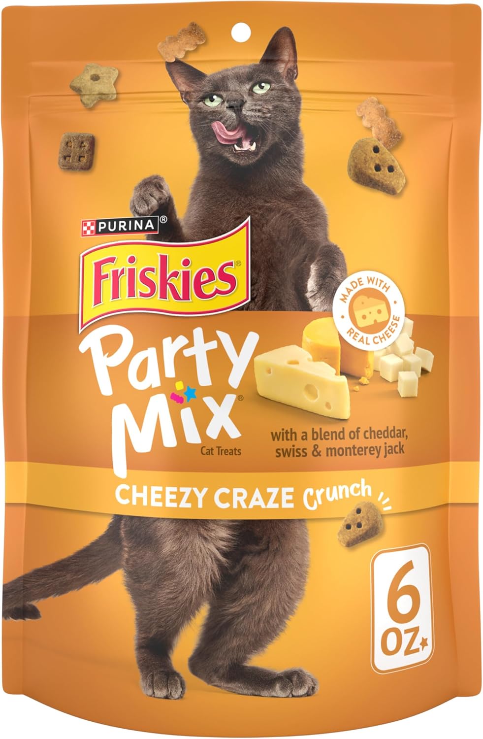 Purina Friskies Cat Treats, Party Mix Cheezy Craze Crunch - 20 oz. Pouch - Image 14