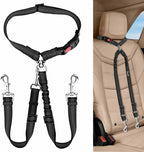 Lukovee Double Dog Seat Belt, New Dual Pet Car Headrest Restraint Safety Seatbelt No Tangle Dog Leash Duty Adjust Elastic Bungee Puppy Lead Splitter Connect Harness in Vehicle Travel for 2 Dogs,Black - Image 9