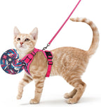 rabbitgoo Escape Proof Cat Harness and Leash Set, S, Green & Pink | 4-point Adjustable, Quick-snap Buckles, All-weather Mesh, Secure Leash Clip, Reflective Strips, for Average Adult Cats - Image 15