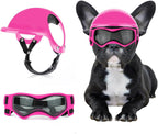 Billionchains pink dog helmet and goggles front view for small dogs