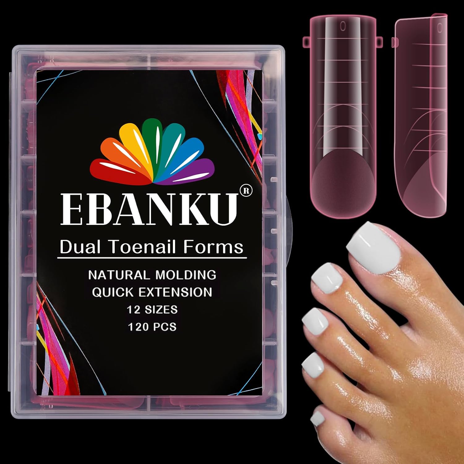 Ebanku poly gel toe nail forms set front view