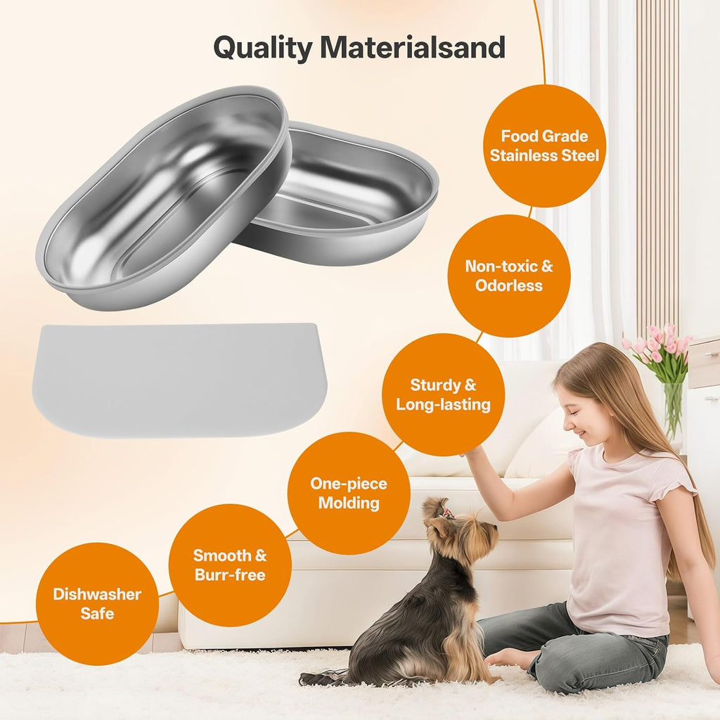 Premium food grade SUS 304 stainless steel pet bowls for wet and dry cat food