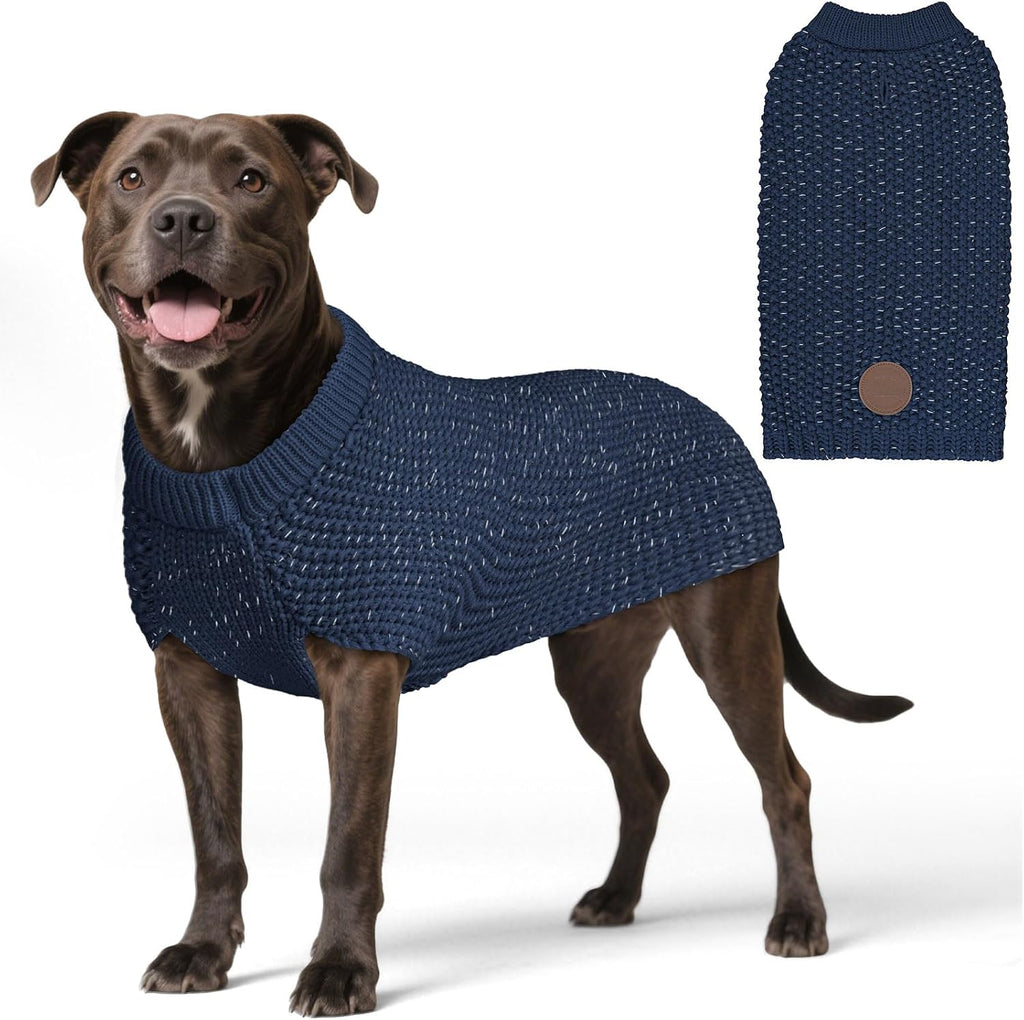 KYEESE Dog Sweater with Leash Hole Comfy Pullover Sweater Medium Size Male with Reflective Yarn Warm Pet Coats Stretchy Cozy Lightweight Thick Knitwear Dog Clothes,Grey, X-Large - Image 11