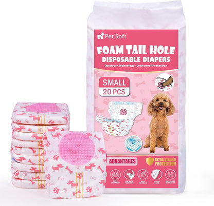 Pet Soft Disposable Dog Diapers - Female Dog Diapers with Adjustable Foam Tail Hole, Ultra Protection Puppy & Cat Diapers Wetness Indicator for Dogs in Heat or Incontinence, 50pcs (S,Red) - Image 14