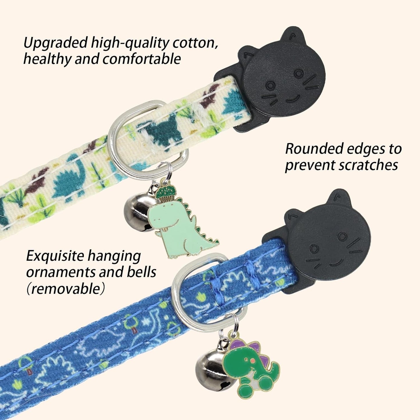 Giecooh cream and blue cat collars close up view of breathable fabric