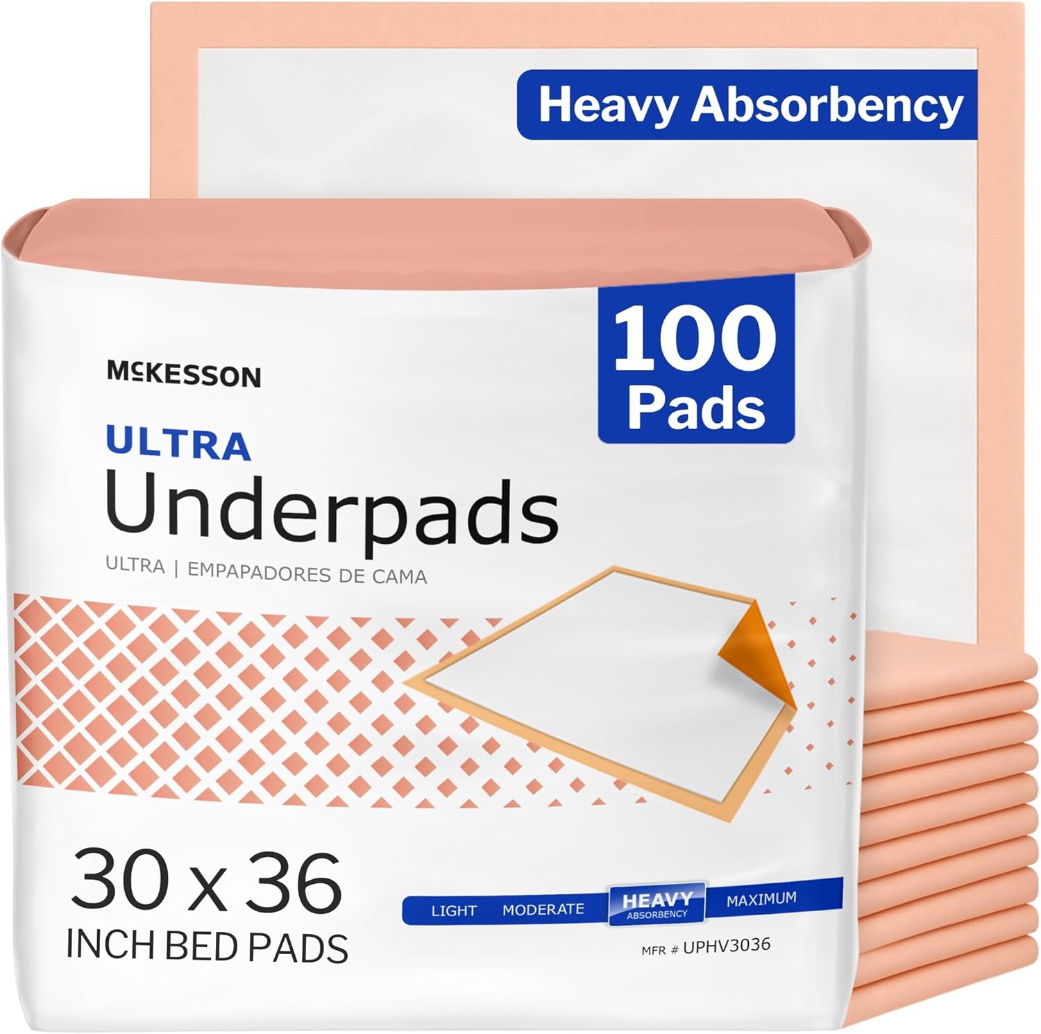 McKesson StayDry Ultra Disposable Underpads 100 count box front view