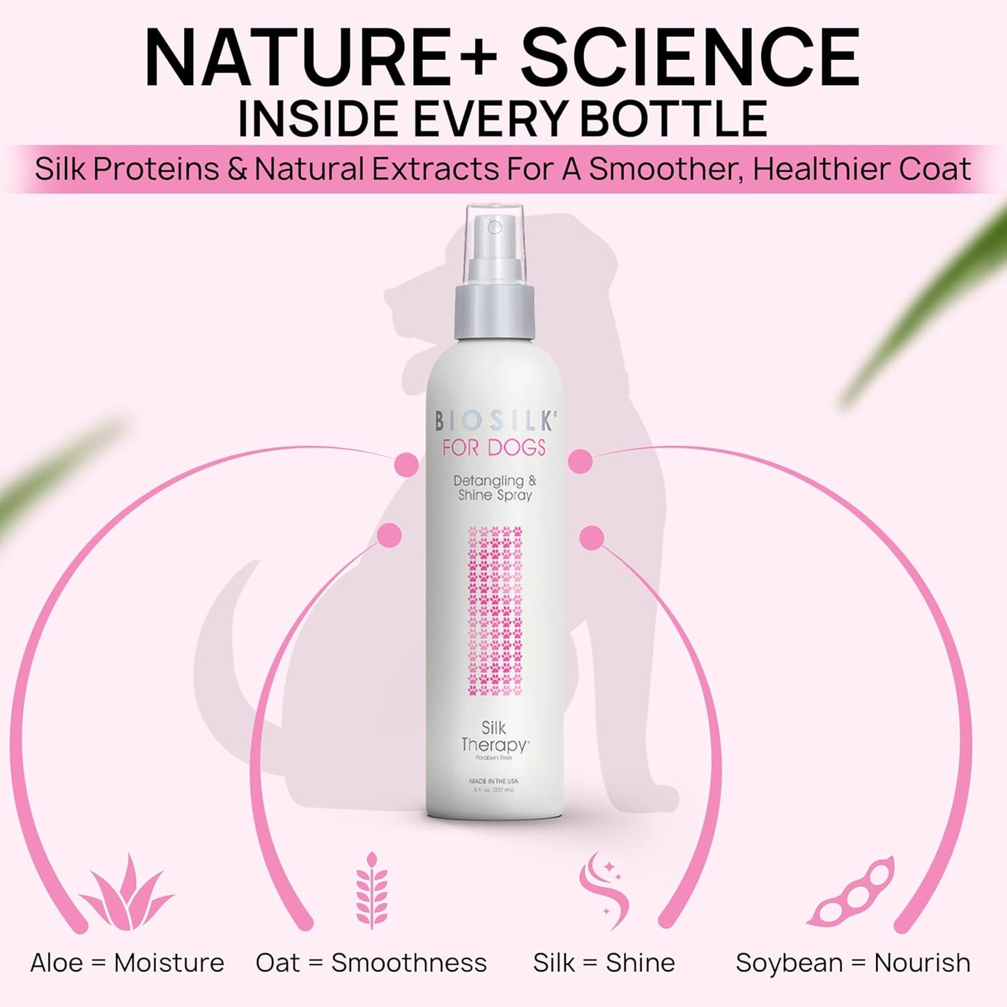 BioSilk for Dogs Silk Therapy Detangling and Shine Protecting Spray, pH Balanced Leave-In Mist with Silk and Vitamins for Dematting, Paraben-Free, All Coats and Breeds, 8 Fl Oz - Image 14