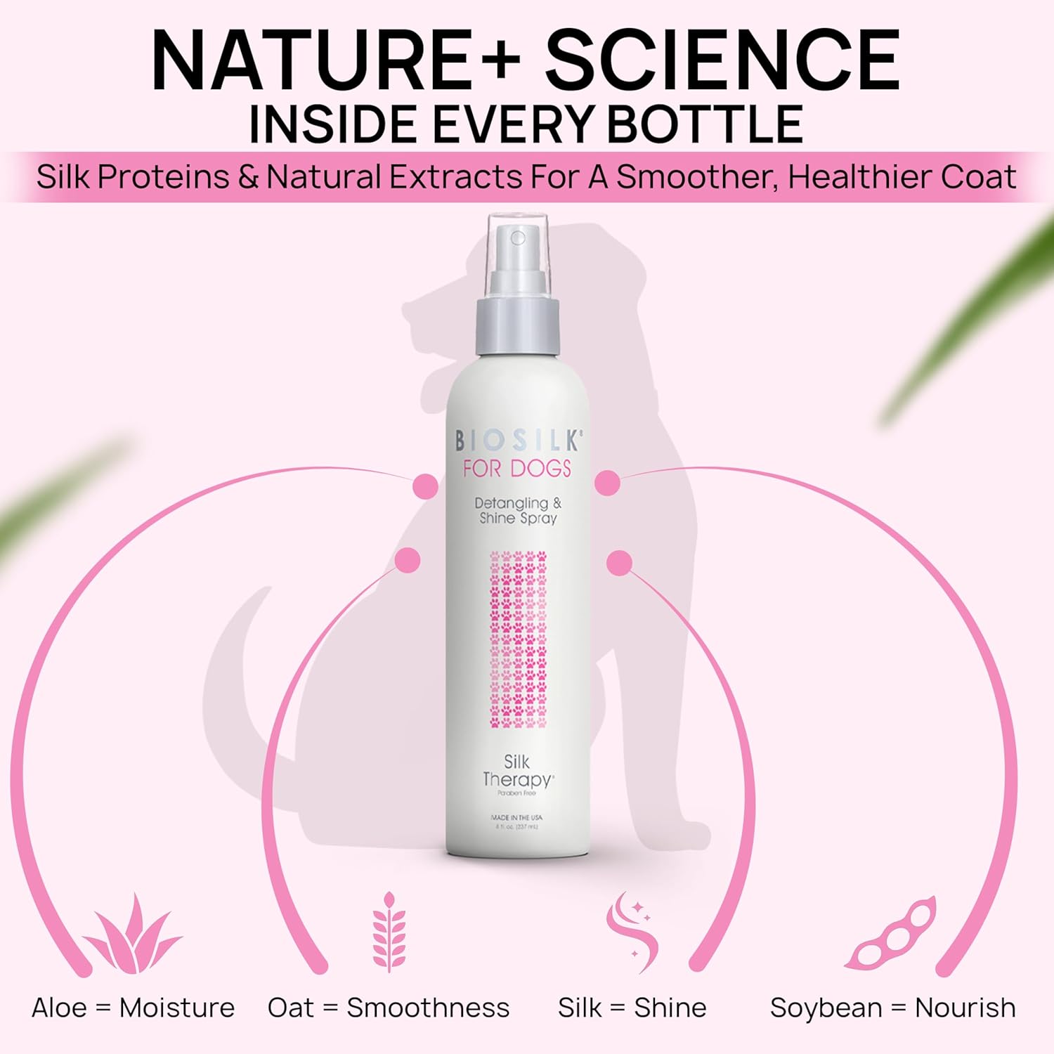 BioSilk for Dogs Silk Therapy Detangling and Shine Protecting Spray, pH Balanced Leave-In Mist with Silk and Vitamins for Dematting, Paraben-Free, All Coats and Breeds, 8 Fl Oz - Image 14