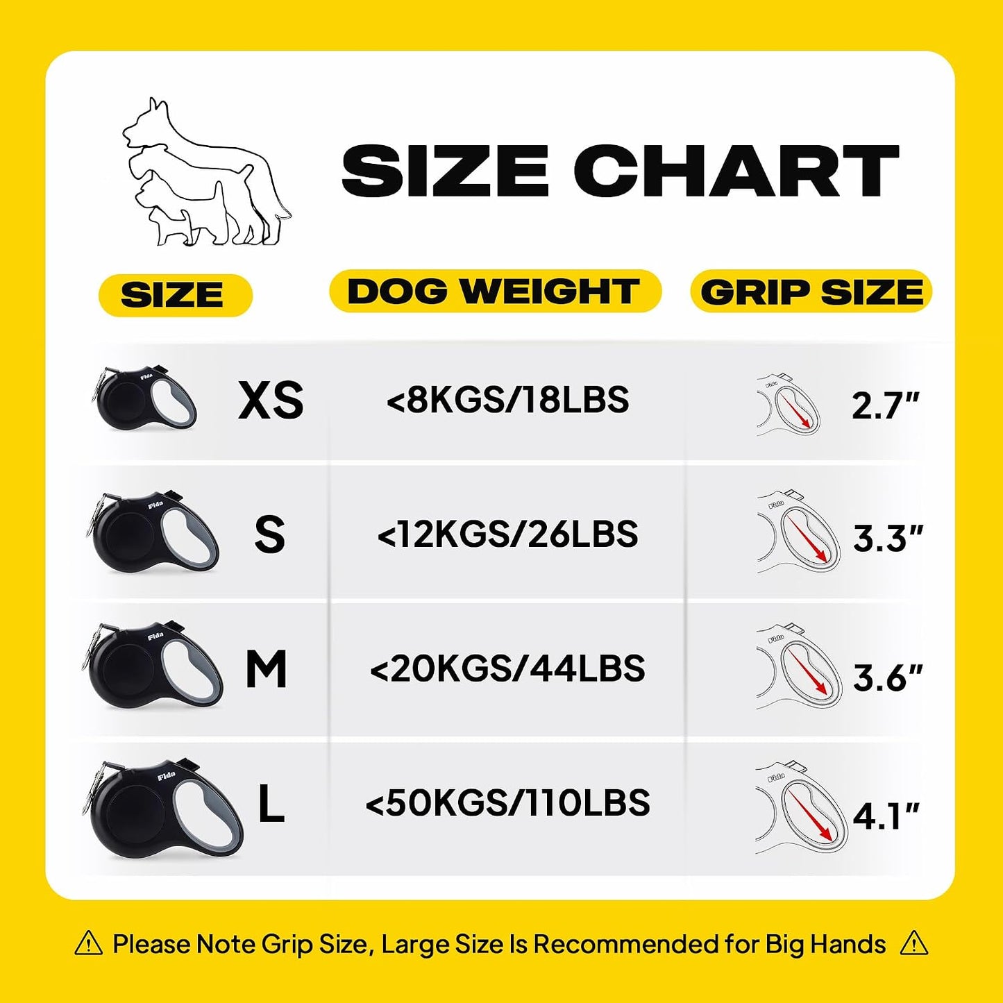 Fida pet leash ergonomic handle design